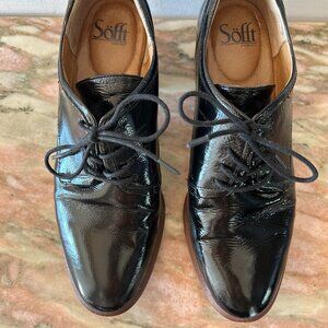 Söfft Black Patent‎ Leather Oxford Block Heels
